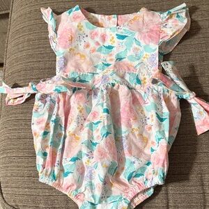 Three Sisters Floral Baby Romper with Ruffles
